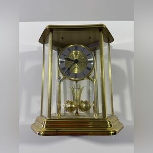 Bulova Gold and Clear Glass Anniversary Mantel Clock